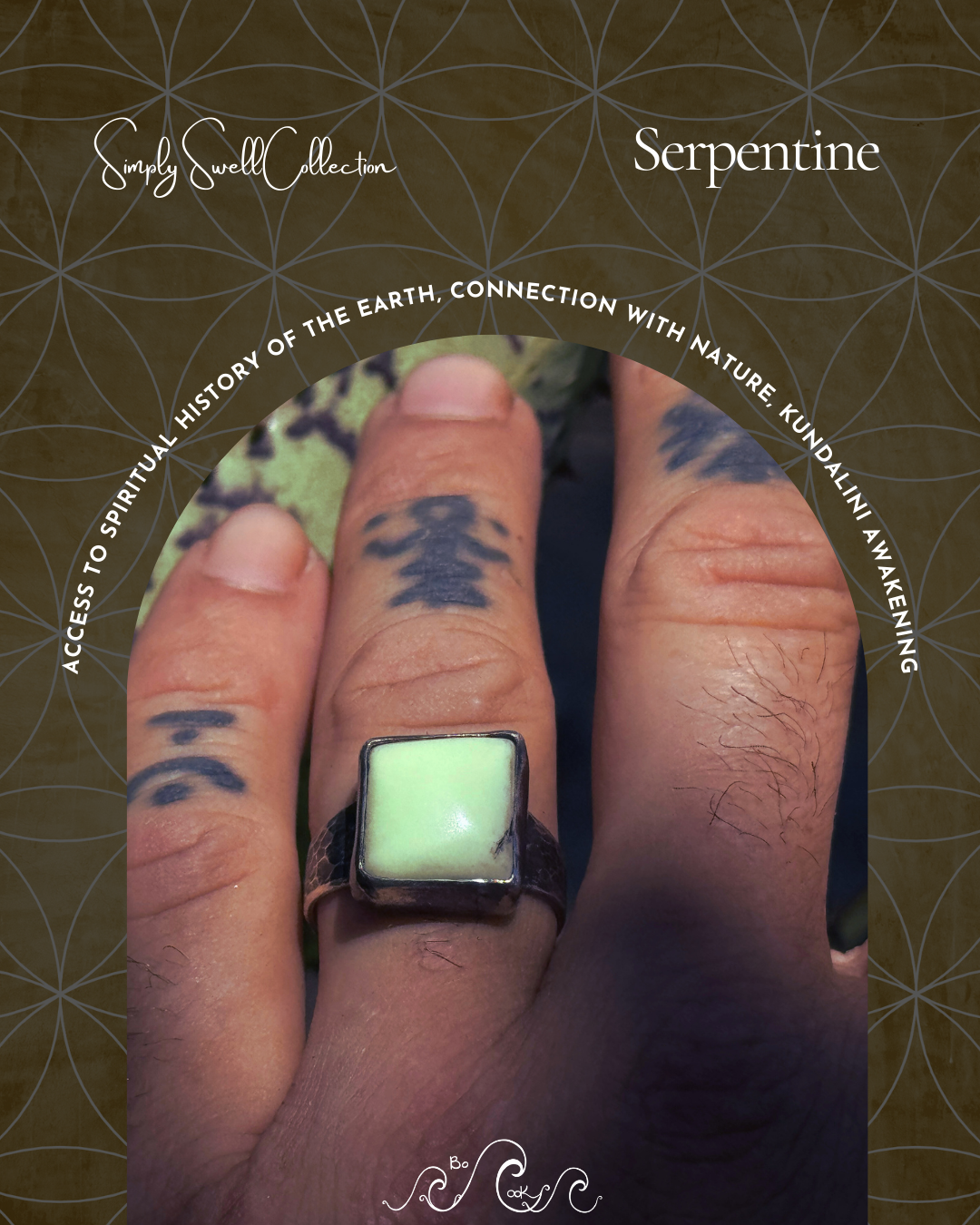 Serpentine .950 Silver Handmade Artisan Ring
