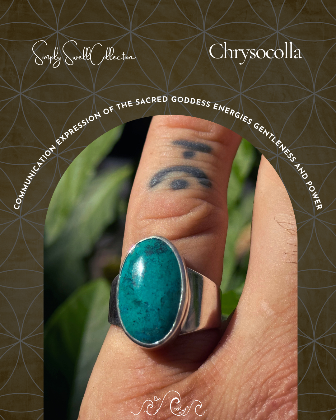 Chrysocolla .950 Silver Handmade Artisan Ring