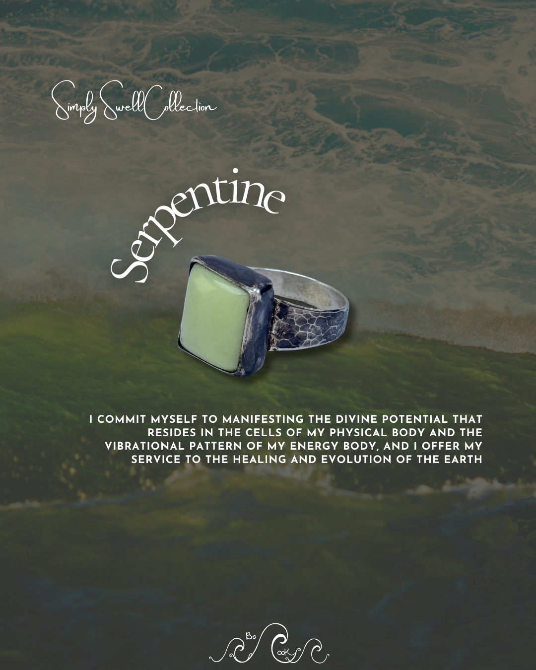 Serpentine .950 Silver Handmade Artisan Ring