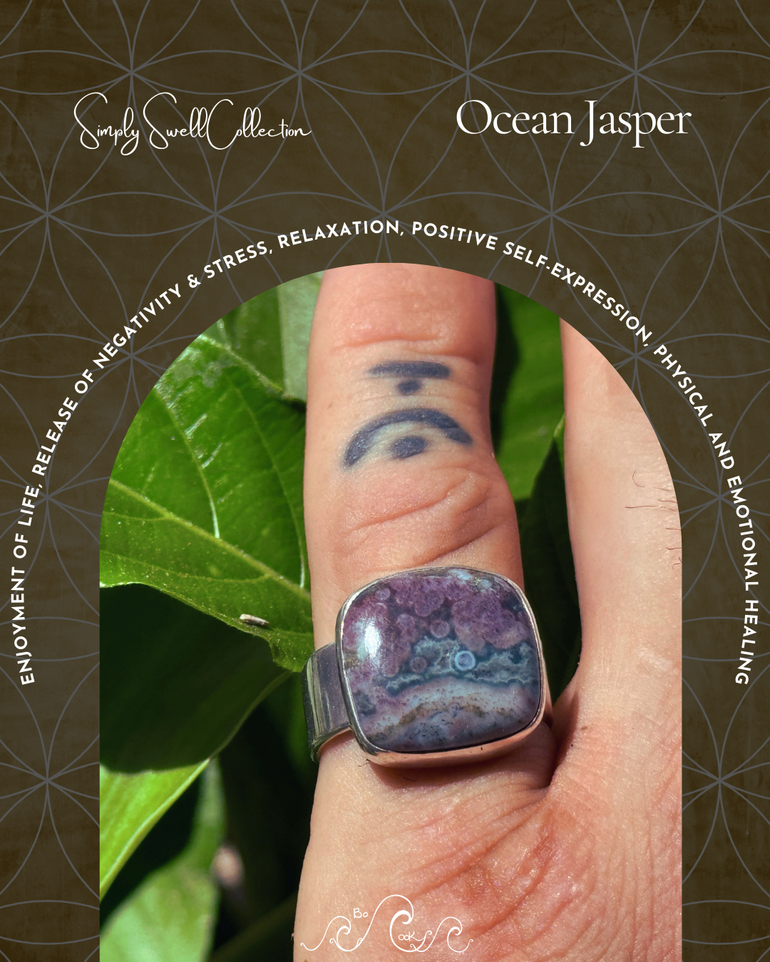 Ocean Jasper .950 Silver Handmade Artisan Ring