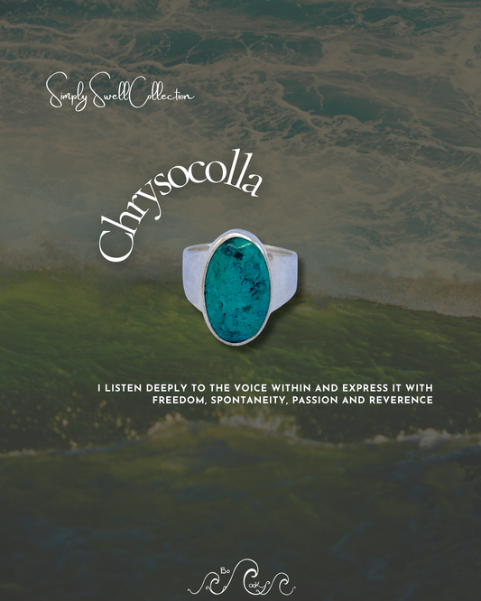 Chrysocolla .950 Silver Handmade Artisan Ring