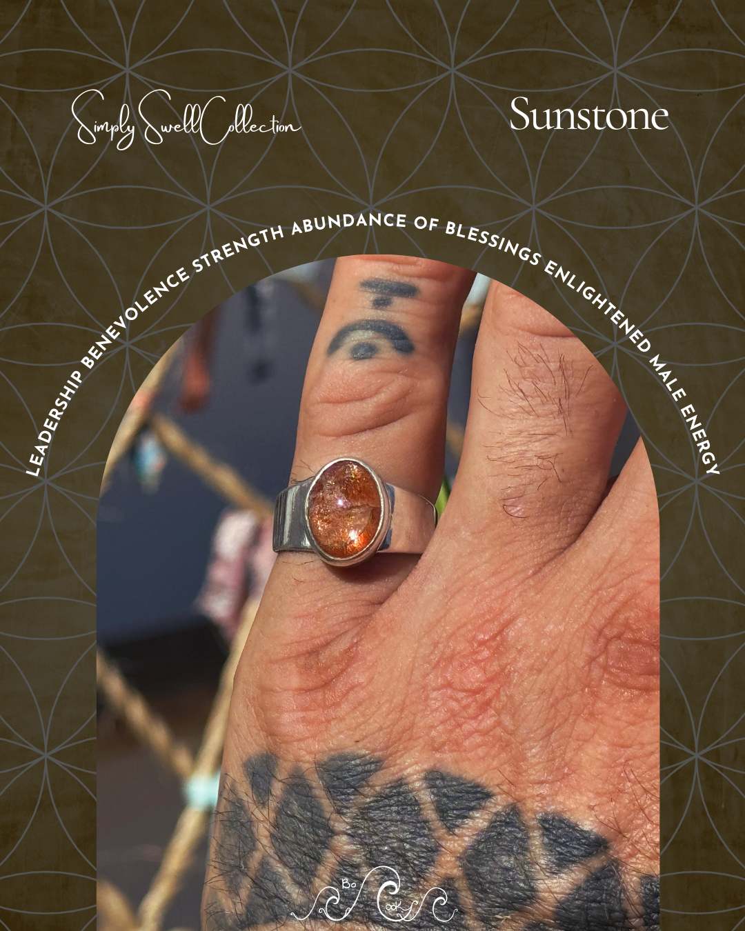 Sunstone .950 Silver Handmade Artisan Ring