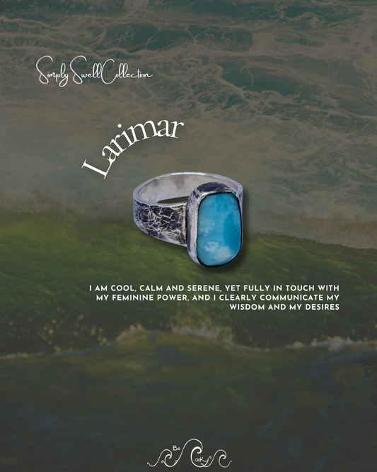 Larimar Stone .950 Silver Handmade Artisan Ring